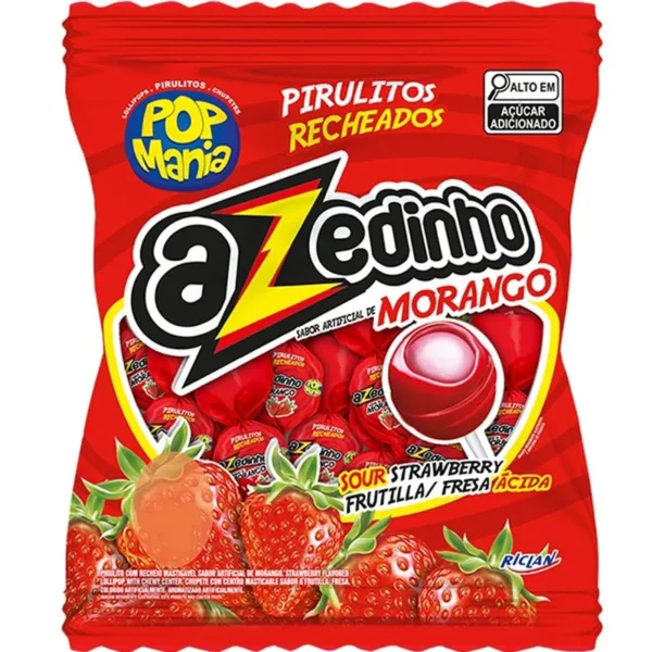 PIRULITO POP MANIA 500GR MORANGO AZEDINH