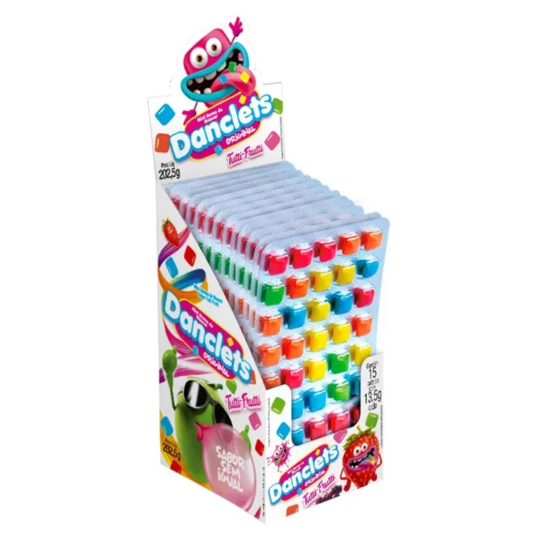 CHICLE DANCLETS C/15 CARTELA TUTTI FRUI