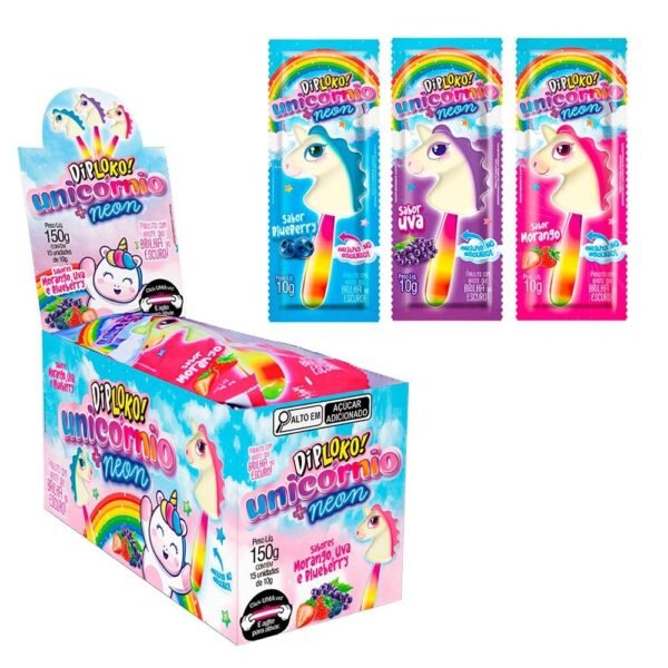 PIRULITO DIPLOKO NEON UNICORNI DP/15 SOR